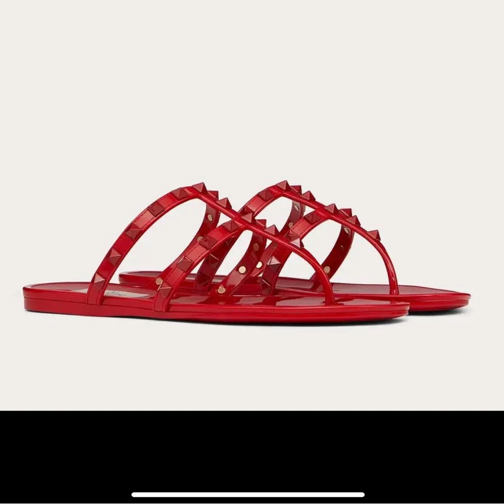 Valentino Rockstud Jelly Thong Slides